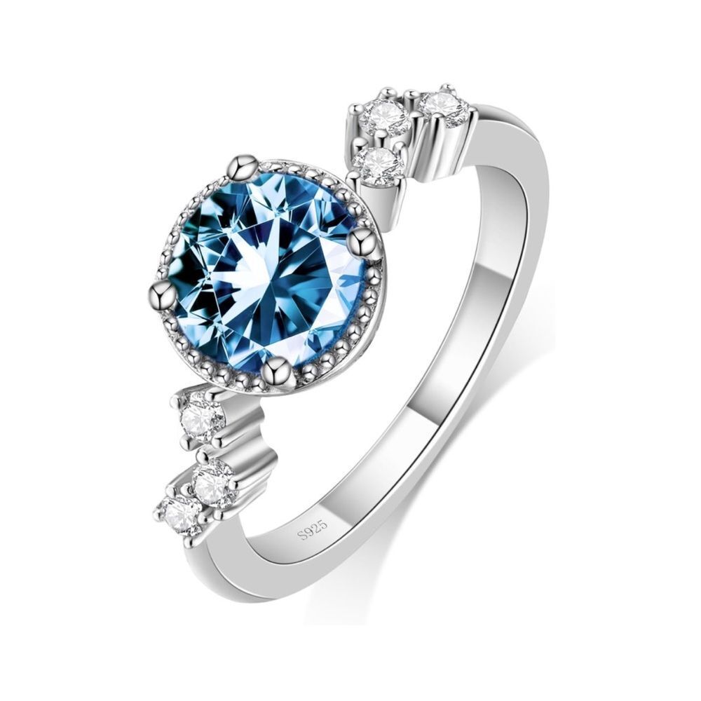 18k Blue and White Diamond Gemstone Ring
